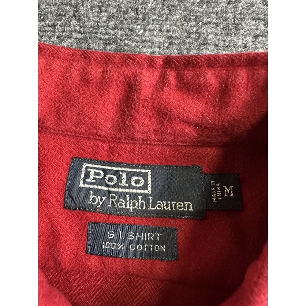 Mens Polo Ralph Lauren Red Flannel G.I. Shirt 100% Cotton, Size M